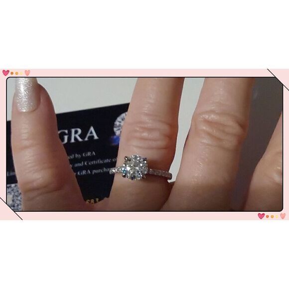 CERTIFIED Genuine Diamond Moissanite 1.5 Ct. Round & Pave Engagement Ring Sz 8 - Picture 4 of 4